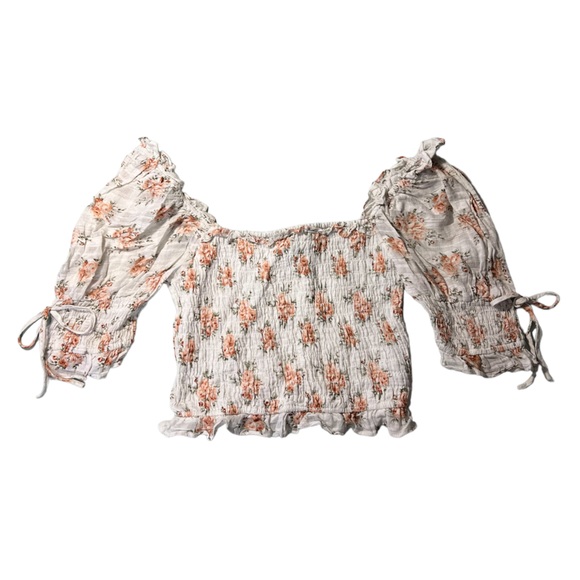 Forever 21 - Floral Cottage Smocked Crop Top - Size Medium - Picture 5 of 7